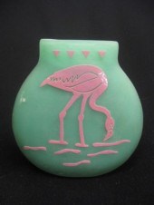 Cameo Art Glass Vase flamingo design