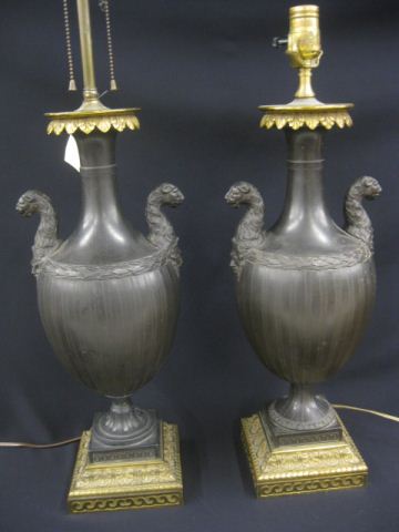 Pair of Early Wedgwood Basalt Lamps 14fd96