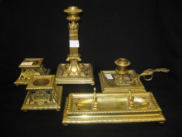 French Victorian Brass Desk Set 14fdee