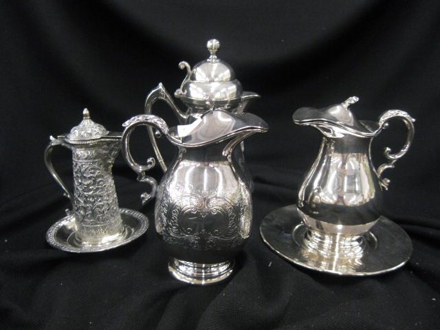 4 Silver Silverplated Syrup Pitchers 14ffa5