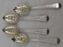 Four Georgian silver table spoons with ''