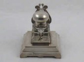 A Russian frosted silver inkwell with