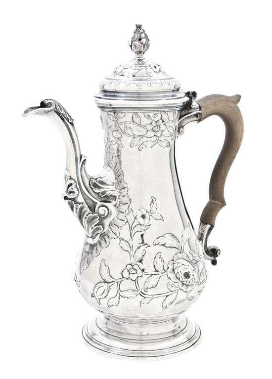 * A George III Silver Coffee Pot