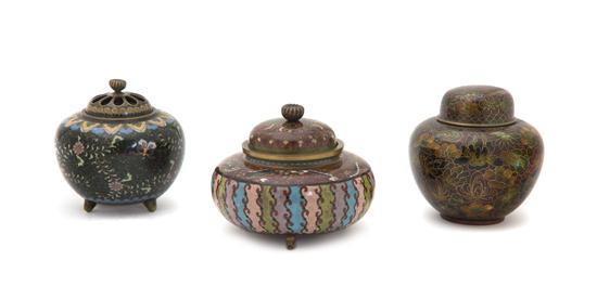 Three Chinese Cloisonne Lidded 15084a