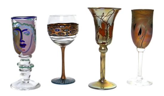 A Group of Four Studio Glass Goblets 150cf4