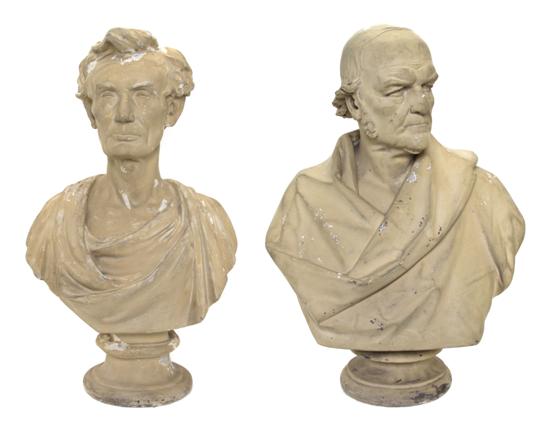  Two Cast Plaster Busts depicting 150d6e
