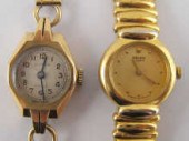 A 9 carat gold ladys wrist watch and