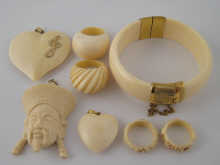 A mixed lot comprising an ivory 14effa
