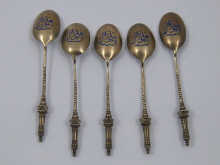 A set of five silver gilt teaspoons 14f34a
