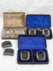 A boxed pair of Georgian shoe buckles 14f39d