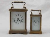 A miniature brass carriage clock with