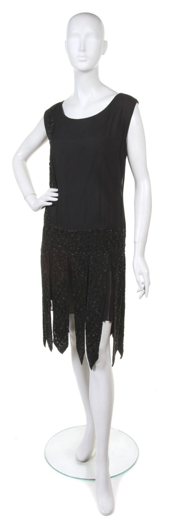 A Black Crepe and Beaded Flapper 1520ae