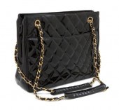 A Chanel Black Patent Leather Quilted 152151