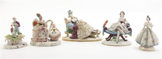  Five German Lace Figurines comprising 152230