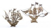 * Two Enameled Wirework Models of Sailing