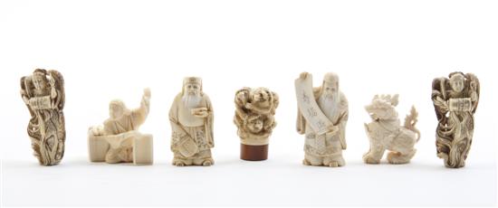 A Collection of Six Japanese Carved