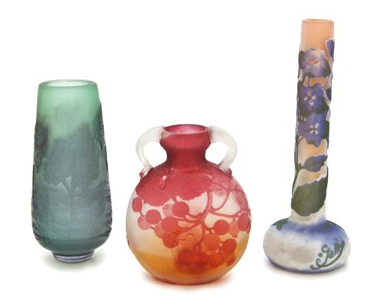 Three Galle Cameo Glass Vases the 15287f