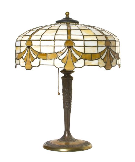 An American Leaded Glass Lamp attributed 15289d