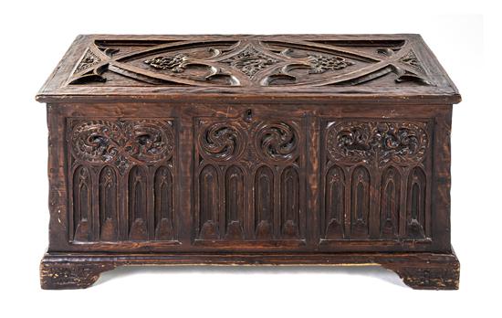 An English Oak Chest later carved by Charles
