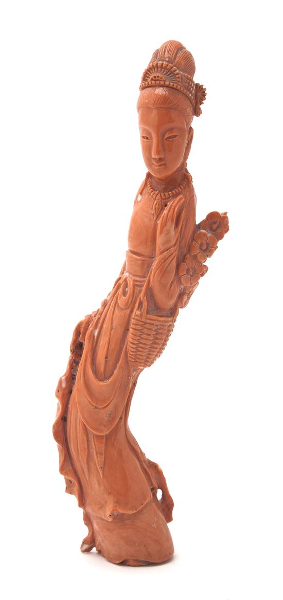 A Coral Carving of a Woman of deep 152f67