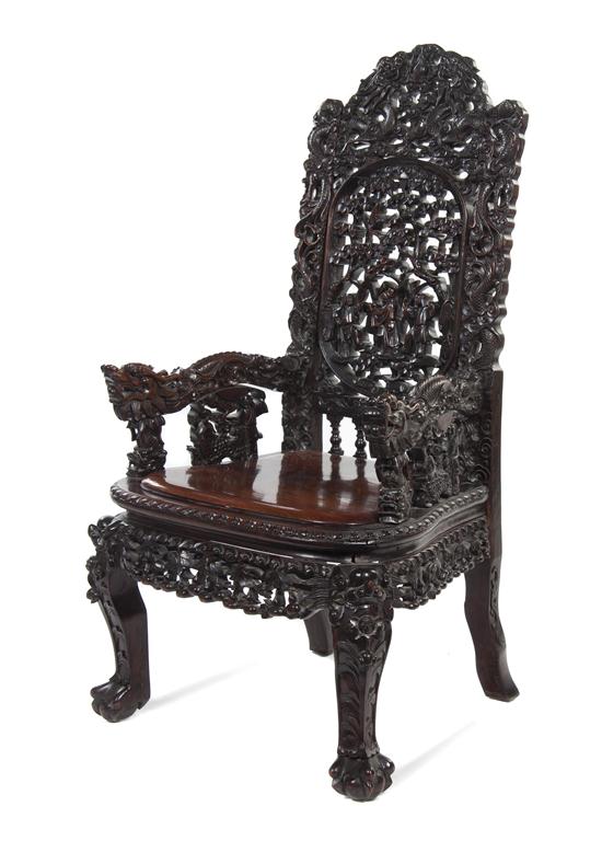 A Chinese Carved Hardwood Armchair 152f7e