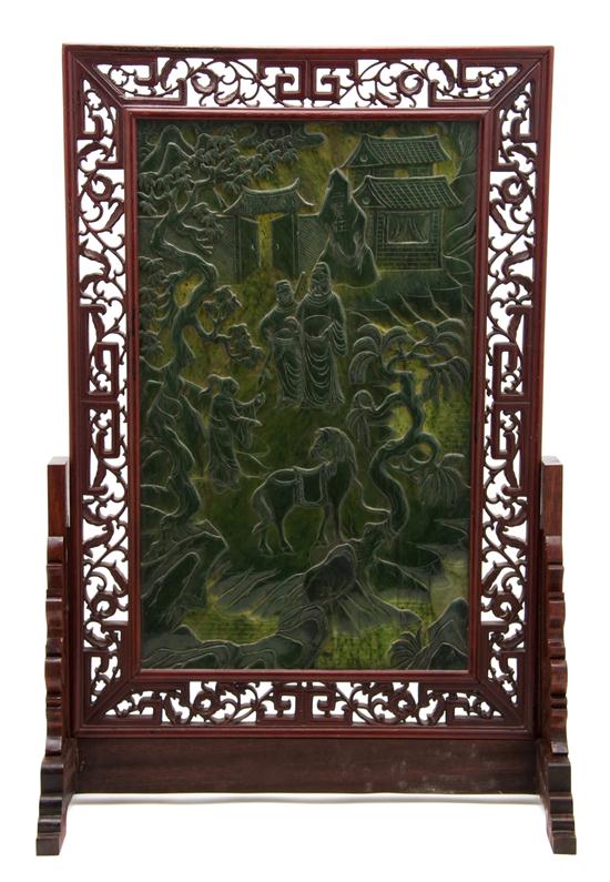 A Chinese Spinach Jade Table Screen 153076