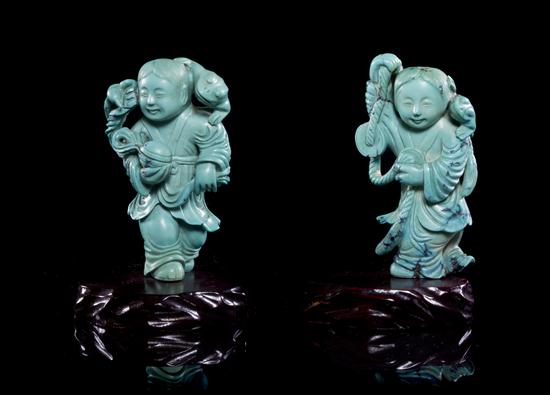 A Pair of Chinese Turquoise Figural 15311b