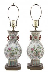 A Pair of Chinese Vases having flared