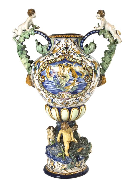 An Italian Faience Ceramic Urn 15182a