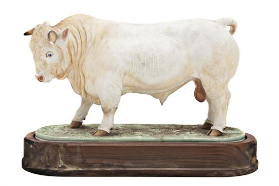 An English Bone China Figure of a Bull Doris