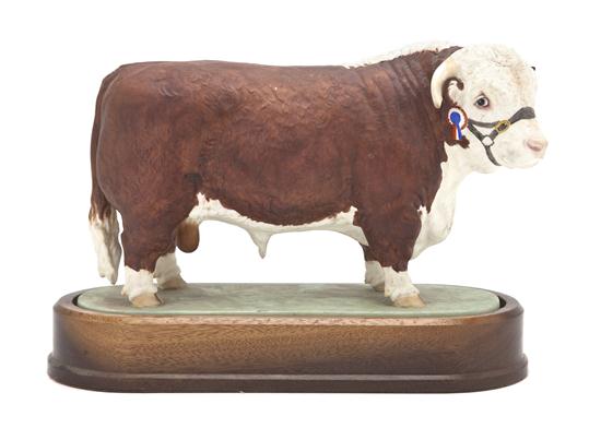 An English Bone China Figure of a Bull Doris