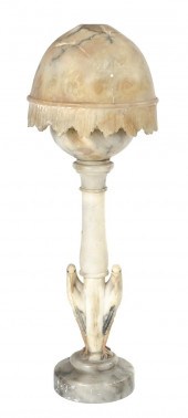 An Italian Alabaster Lamp of columnar