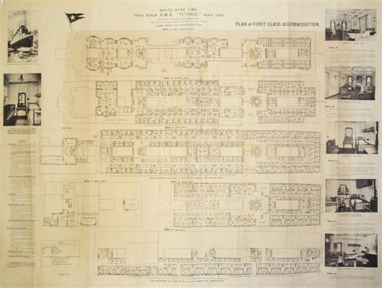 RMS TITANIC Plan of First Class 15476d