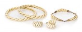 A Collection of Gold Wrapped Ivory Jewelry