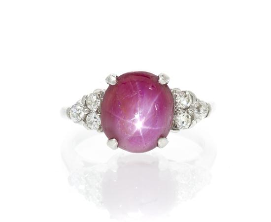 An Art Deco Star Ruby and Diamond Ring