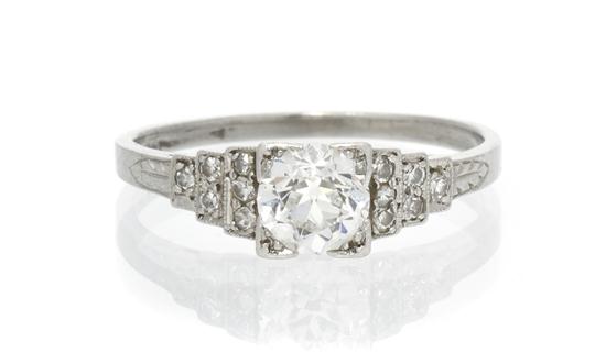 An Art Deco Platinum and Diamond Ring