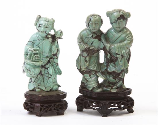 Two Chinese Turquoise Figural Carvings 1555ad