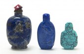 Two Lapis Snuff Bottles one a ladys