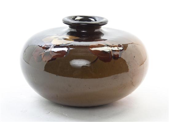 * A Weller Louwelsa Pottery Low Vase of squat