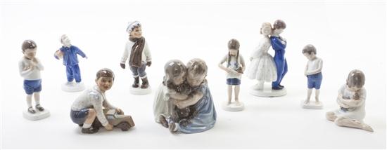 A Collection of Nine Danish Porcelain Figures