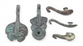 A Set of Five Chinese Patinated Bronze
