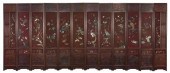 A Fine Chinese Twelve-Panel Carved Hardstone