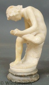 Carved alabaster statue Boy with Thorn