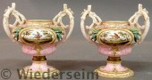 Pair of Sevres vases each with double