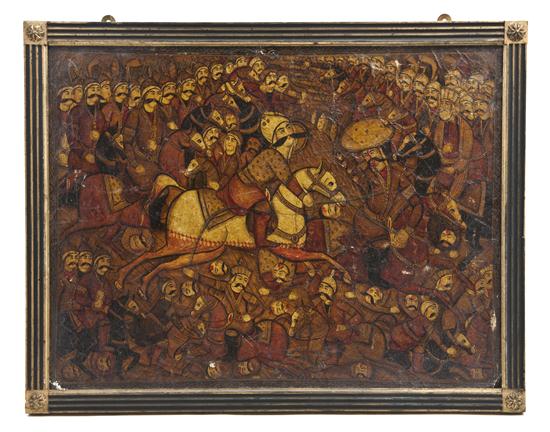 A Persian Lacquered Painting on