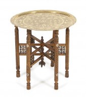 A Southeast Asian Brass Tray Table the