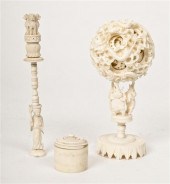 A Carved Ivory Puzzle Ball containing