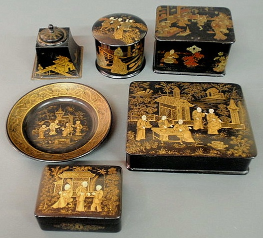 Four Asian lacquerware boxes tallest 15680b