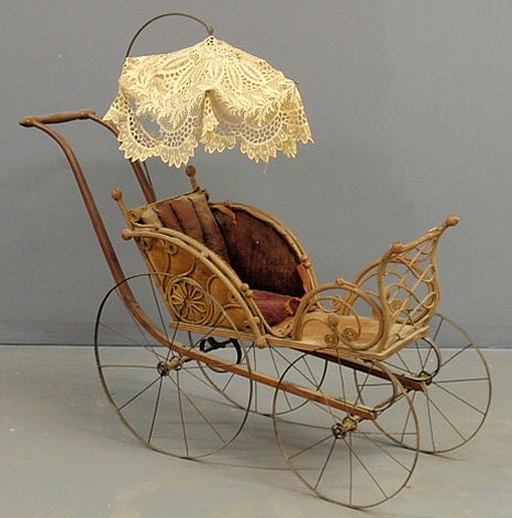 Victorian wicker and metal baby/doll