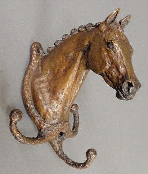 Bronze horsehead coat hook signed 156952